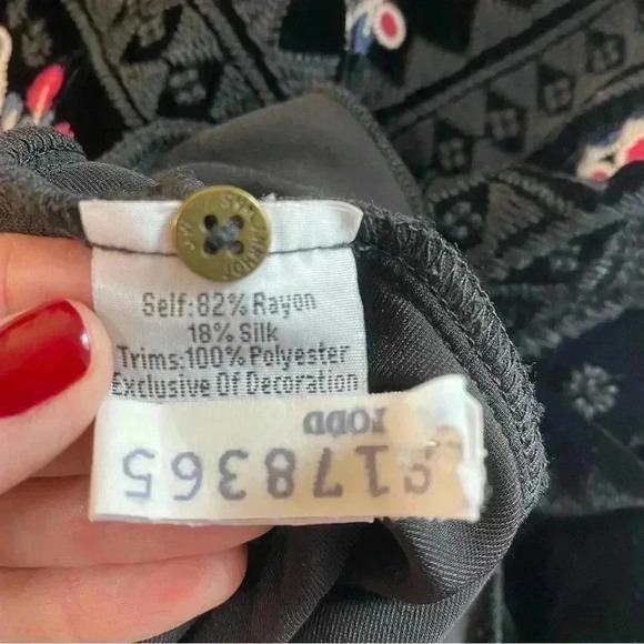 JOHNNY WAS Maree velvet effortless floral tunic Embroidered kaftan dress size XS - Picture 8 of 8